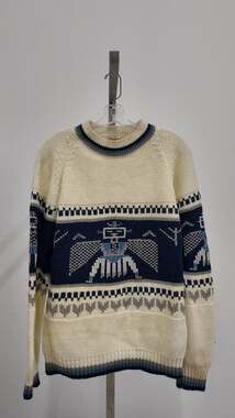 Vintage Silton California Thunderbird Native Design Knit Sweater - Cream (Size M